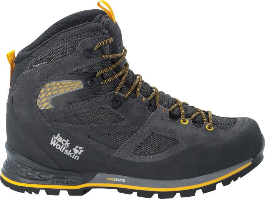 Jack Wolfskin Force Crest Texapore Mid Men Waterdichte trekkingschoenen Heren Black Burly Yellow Xt