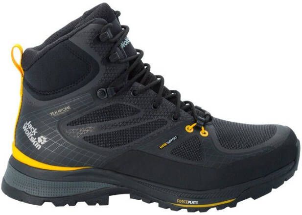 Jack Wolfskin Force Trekker Texapore Mid Men Waterdichte trekkingschoenen Heren black burly yellow XT
