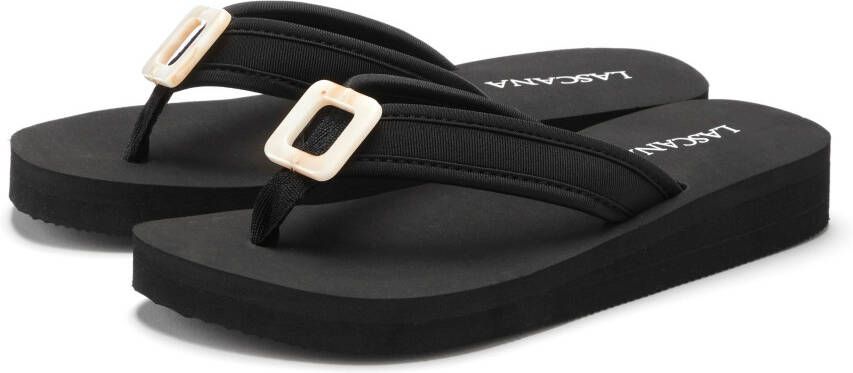 Lascana Badslippers Sandaal pantoffel badslipper met decoratieve applicatie VEGAN