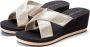 Lascana Badslippers Sandaal pantoletten badschoen met sleehak en metallic-look VEGAN - Thumbnail 1