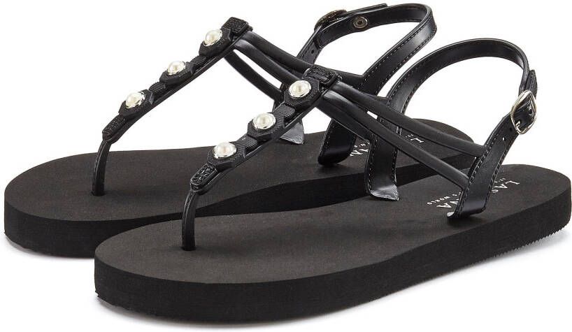 Lascana Badslippers ultralichte teenslippers met kraaltjes vegan