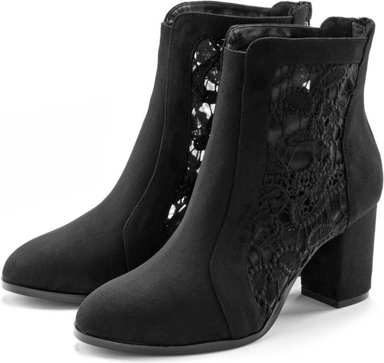 Lascana Highheel-laarsjes Ankle boot laars met modieuze punt en comfortabele blokhak