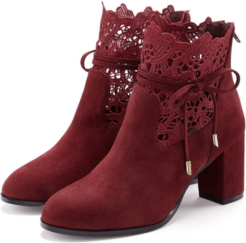 Lascana Highheel-laarsjes met modieuze punt en comfortabele blokhak enkellaars laars