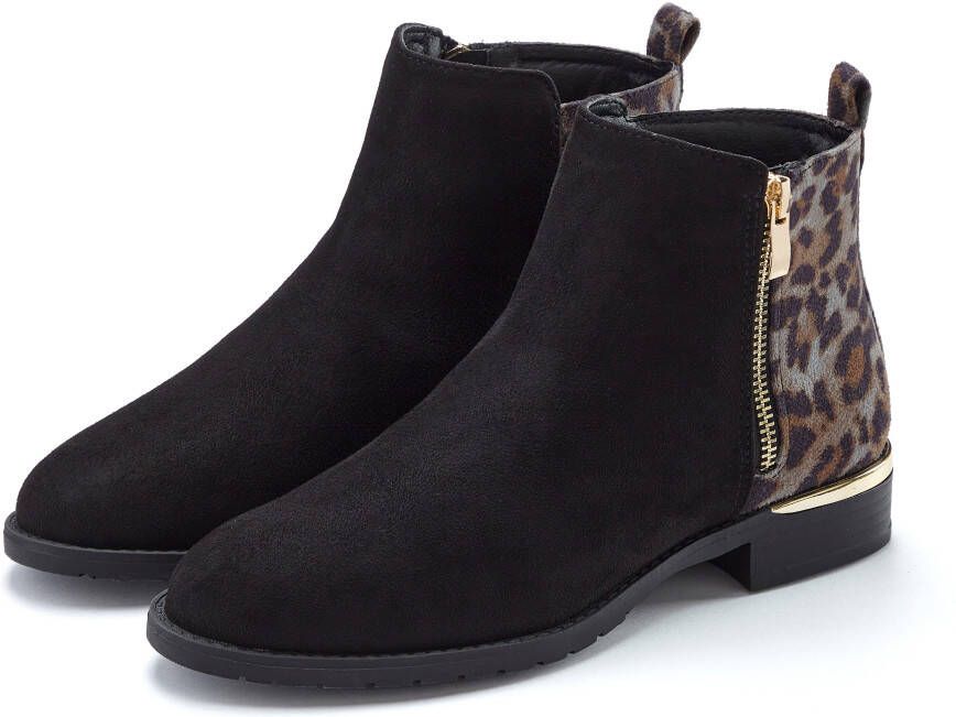 Lascana Laarsjes Ankle boots laarzen met leeuw-print vegan