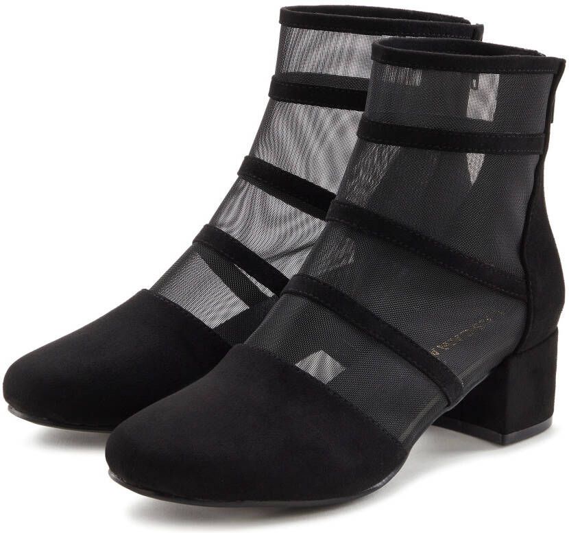 Lascana Laarsjes Ankle boots laarzen met modieuze mesh-inzetten vegan