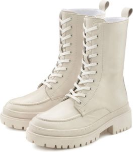 Lascana Laarsjes Boots van leer met vetersluiting