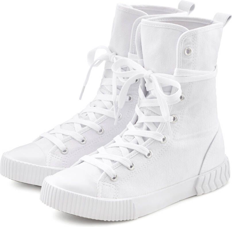 Lascana Laarsjes in combat-look high top sneaker veterschoen textiel laarzen - Foto 1