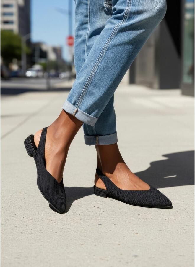 Lascana Ballerina's sling-ballerina met elastische band van textiel vegan