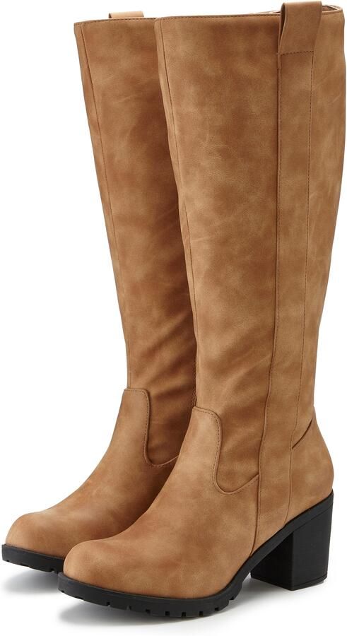 Lascana Laarzen met wijde schacht Laarzen enkellaars lange laars blokhak cowboystijl VEGAN - Foto 6