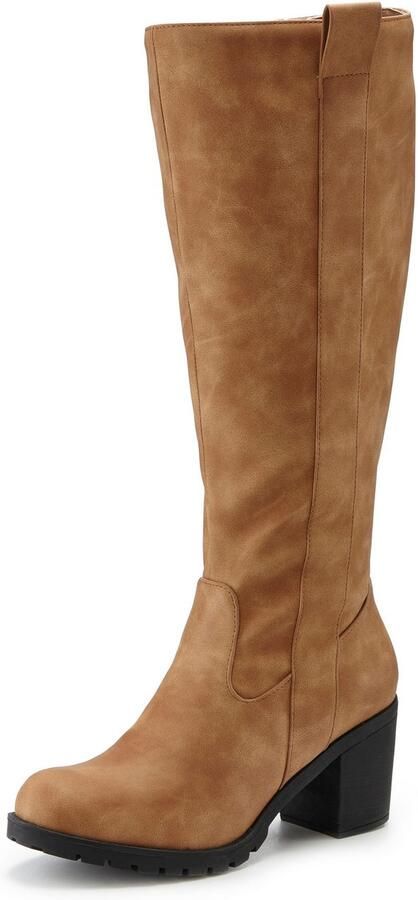 Lascana Laarzen met wijde schacht Laarzen enkellaars lange laars blokhak cowboystijl VEGAN - Foto 5