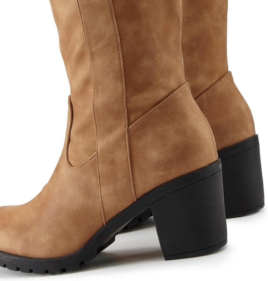 Lascana Laarzen met wijde schacht Laarzen enkellaars lange laars blokhak cowboystijl VEGAN - Foto 2