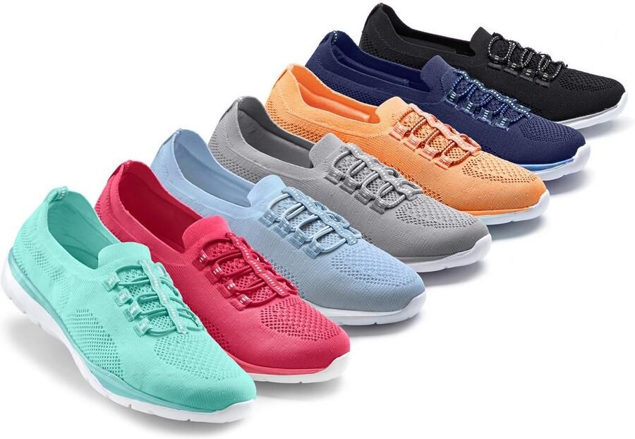 Lascana Sneakers Slipper halfschoen licht mesh materiaal om in te stappen met elastische veters vegan