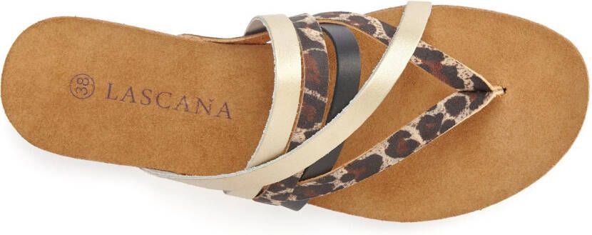 Lascana Teenslippers Sandaal pantoletten van leer met kurken voetbed - Foto 4
