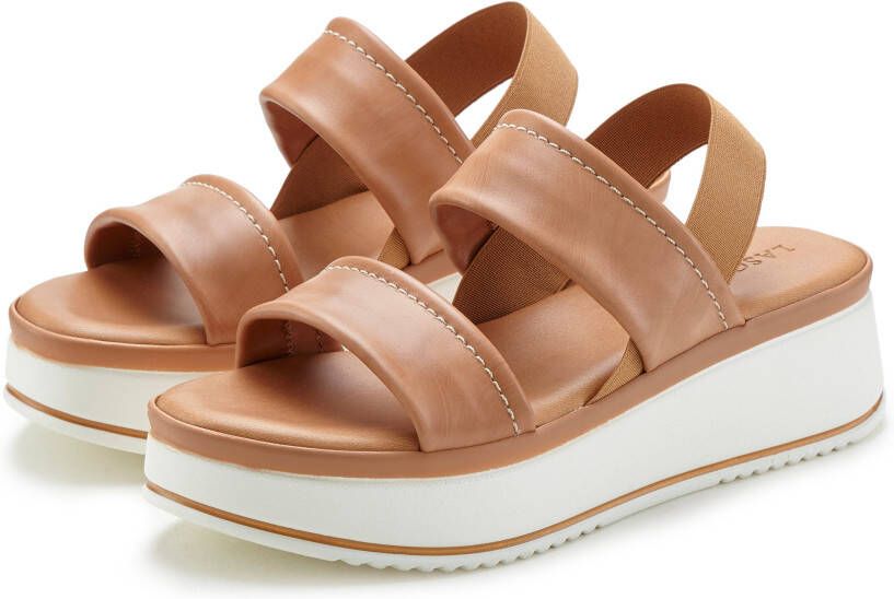 Lascana Plateausandaaltjes Zomerschuh sandalen bandjesandalen open schoen Sandalette van leer met modieus comfortabele plateausole
