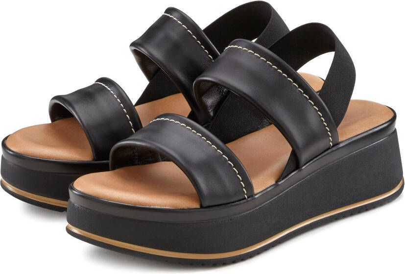 Lascana Plateausandaaltjes Zomerschoen sandalen bandjesandalen open schoen Sandalette van leer met modieus comfortabele plateausole