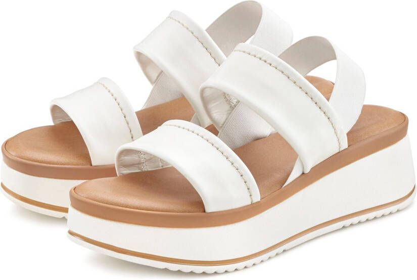 Lascana Plateausandaaltjes Zomerschoen sandalen bandjesandalen open schoen Sandalette van leer met modieus comfortabele plateausole