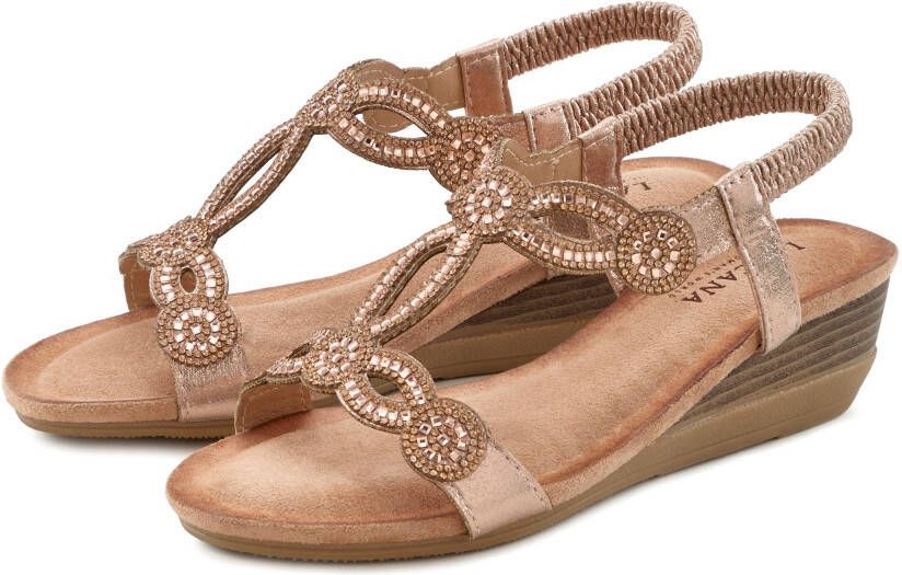 Lascana Sandaaltjes Sandalet Zomerschoen met sierstenen glitter elastische banden sandaal zomerschoen