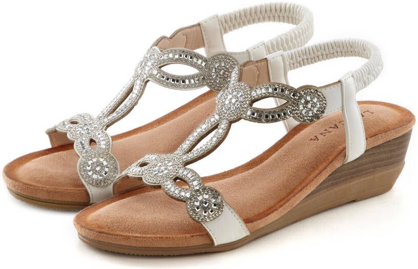 Lascana Sandaaltjes Sandalet Zomerschoen met sierstenen glitter elastische banden sandaal zomerschoen