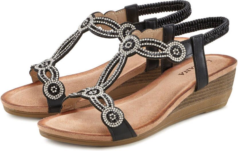 Lascana Sandaaltjes Sandalet Zomerschoen met sierstenen glitter elastische banden sandaal zomerschoen