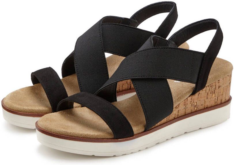 Lascana Sandaaltjes Zomerschoen Sandaal zomerschoen met sleehak en elastische bandjes VEGAN