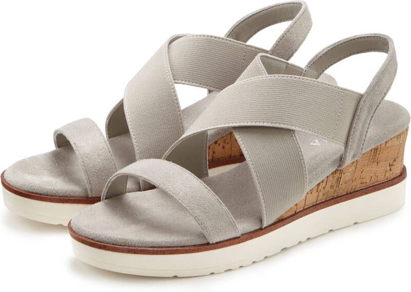 Lascana Sandaaltjes Zomerschoen Sandaal zomerschoen met sleehak en elastische bandjes VEGAN