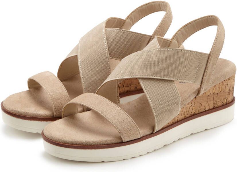 Lascana Sandaaltjes Zomerschoen Sandaal zomerschoen met sleehak en elastische bandjes VEGAN