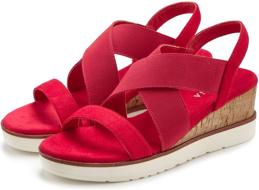 Lascana Sandaaltjes Zomerschoen Sandaal zomerschoen met sleehak en elastische bandjes VEGAN