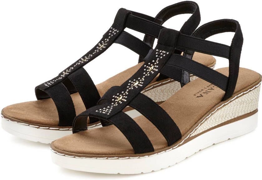 Lascana Sandaaltjes Zomerschoen Sandalette zomerschoen met sleehak en sierstenen VEGAN