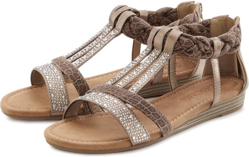 Lascana Sandalen Zomerschoen met glinsterende stenen kleine sleehak sandaal zomerschoen vegan