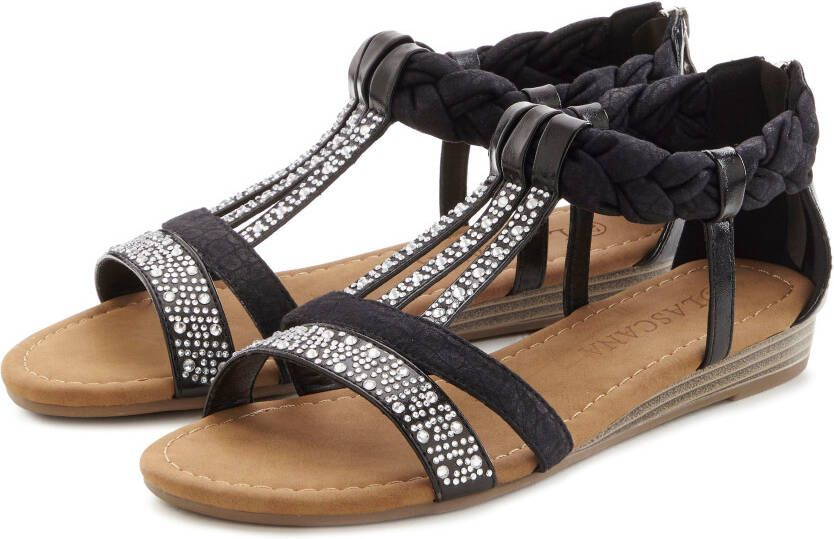 Lascana Sandalen Zomerschoen met glinsterende stenen kleine sleehak sandaal zomerschoen vegan