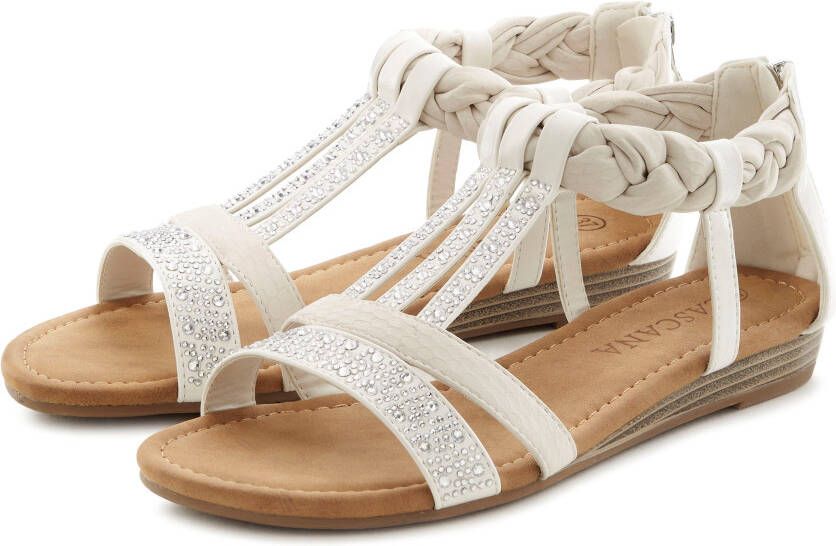 Lascana Sandalen Zomerschoen met glinsterende stenen kleine sleehak sandaal zomerschoen vegan