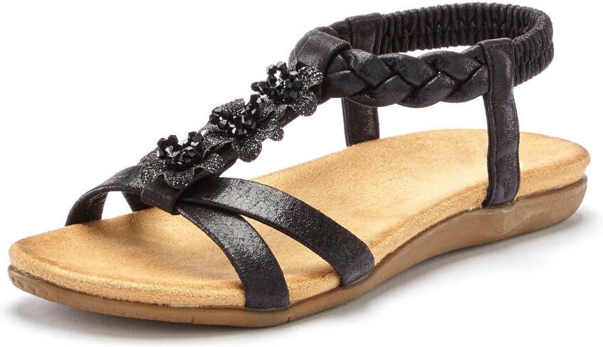 Lascana Sandalen Zomerschoen Sandalette zomerschoen met sieraantjes en elastische band