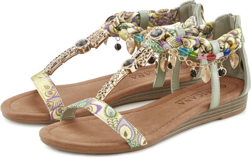 Lascana Sandalen Zomerschoen Sandalette zomerschoen met sierketting en sierstenen VEGAN