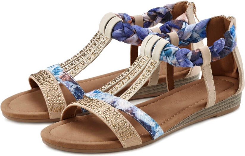 Lascana Sandalen Zomerschoen Sandalette zomerschoen met versiering en kleine sleehak VEGAN