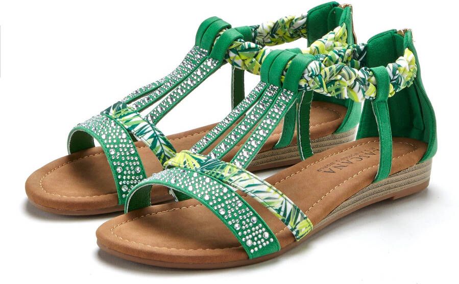 Lascana Sandalen Zomerschoen Sandalette zomerschoen met versiering en kleine sleehak VEGAN