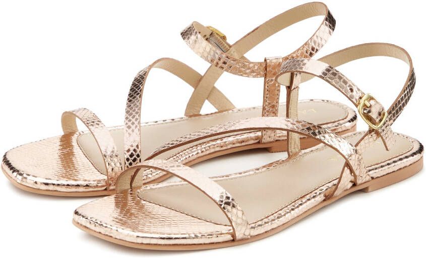 Lascana Sandalen Zomerschoen Sandalette zomerschoen van leer met modieuze metallic-look