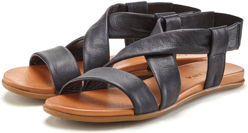 Lascana Sandalen Zomerschoen van leer met verfijnde bandjes sandaal zomerschoen