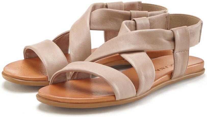 Lascana Sandalen Zomerschoen van leer met verfijnde bandjes sandaal zomerschoen