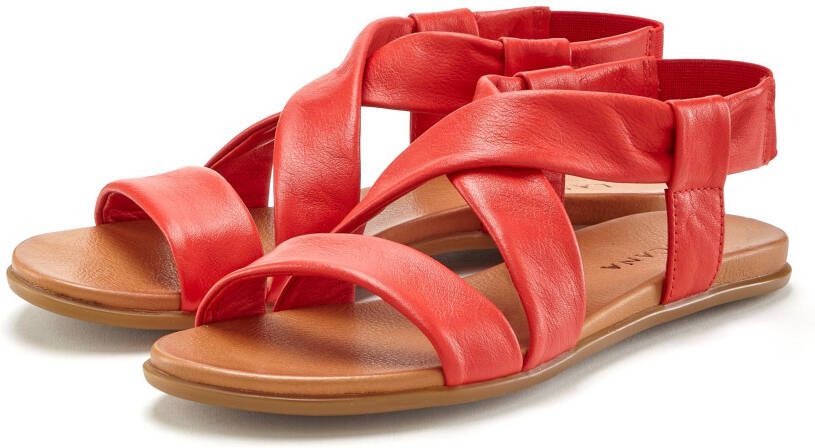 Lascana Sandalen Zomerschoen van leer met verfijnde bandjes sandaal zomerschoen