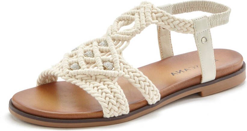 Lascana Sandalen Zomerschuh open schoen pantoffel in trendy haaklook en glinsterende details