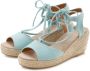 Lascana Sleehaksandaaltjes Zomerschoen Sandalette sandaal met sleehak bamboe-look & veters VEGAN - Thumbnail 1