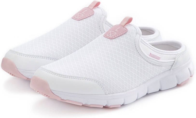 Lascana Slip-on sneakers Lage schoen vrijetijdsschoen sabot clogs van licht mesh-materiaal