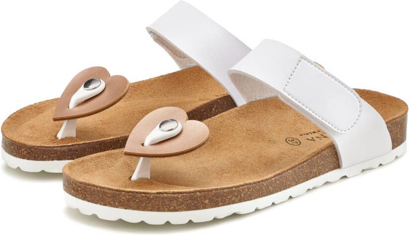 Lascana Slippers Mule sandaal open schoen zomerschoen met comfortkurk voetbed van leer en 2 afneembare bovenstukken (3-delig)
