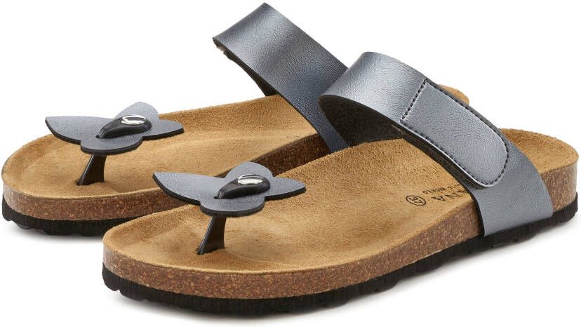 Lascana Slippers Mule sandaal open schoen zomerschoen met comfortkurk voetbed van leer en 2 afneembare bovenstukken (3-delig)