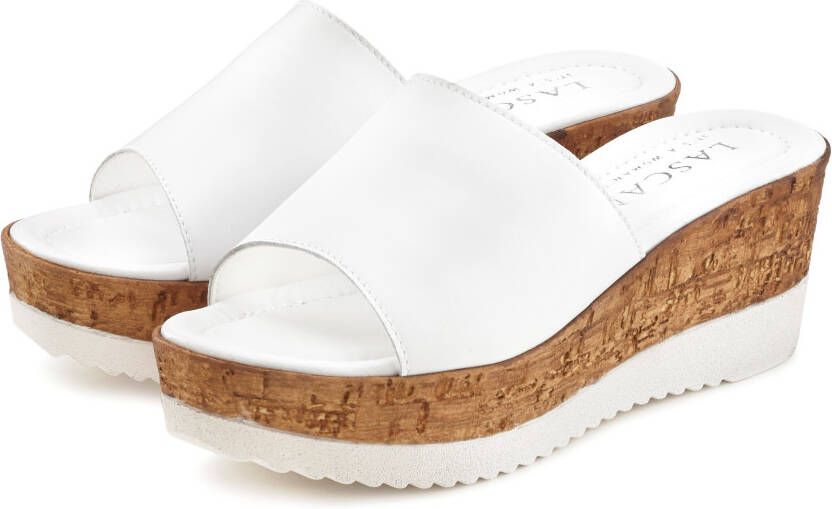 Lascana Slippers Zomerschuh Mule sandaal open schoen van leer met sleehak