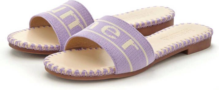 Lascana Slippers Mule sandaal open schoen van textiel met modieuze opdruk VEGAN