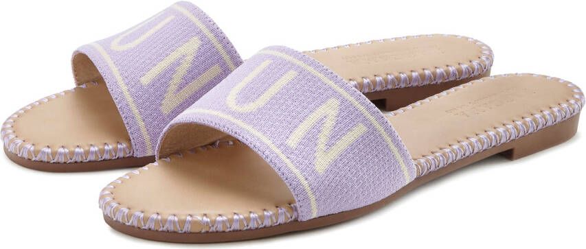Lascana Slippers Mule sandaal open schoen van textiel met modieuze opdruk VEGAN