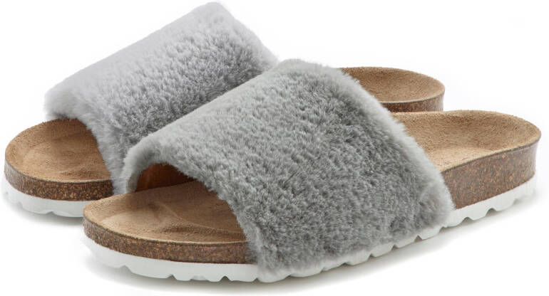 Lascana Slippers Pantoffel Mule sandaal open schoen kurken voetbed pantoffel