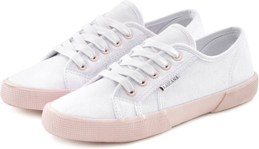 Lascana Sneakers Lage schoen Veterschoen Vrijetijdsschoen kleurcontrasterende zool - Foto 1