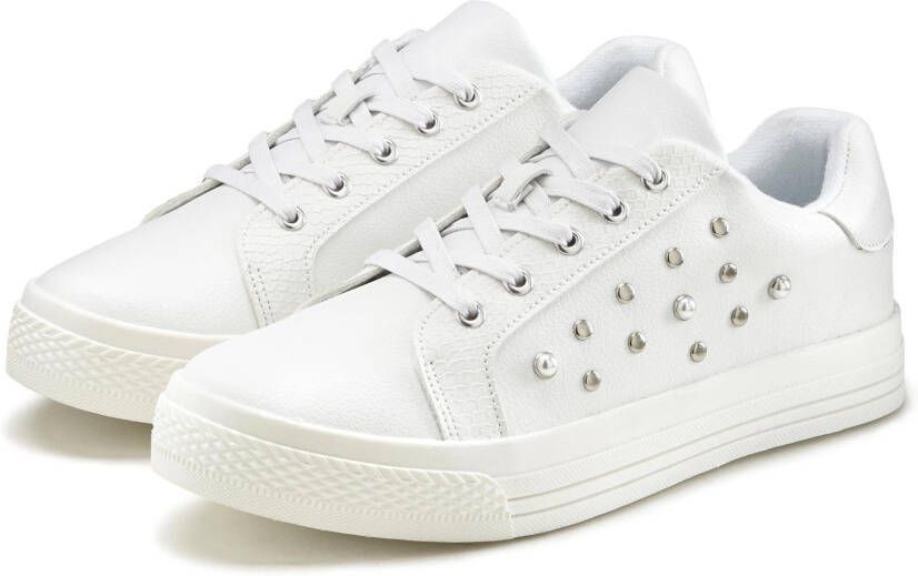 Lascana Sneakers met parels veterschoen vrijetijdsschoen